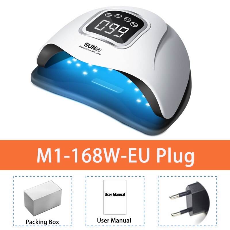 SUN M1-Lámpara de secado rápido para uñas, accesorio para manicura, con 45 LED UV, 168W: EU Plug