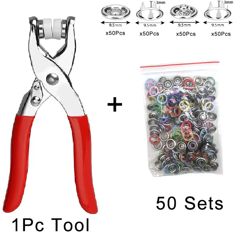 50/100Sets Metal Snaps Buttons with Fastener Pliers Press Tool Colored Claw Button Punch Eyelet Kit for DIY Craft Clothes Sewing: Antique Brass