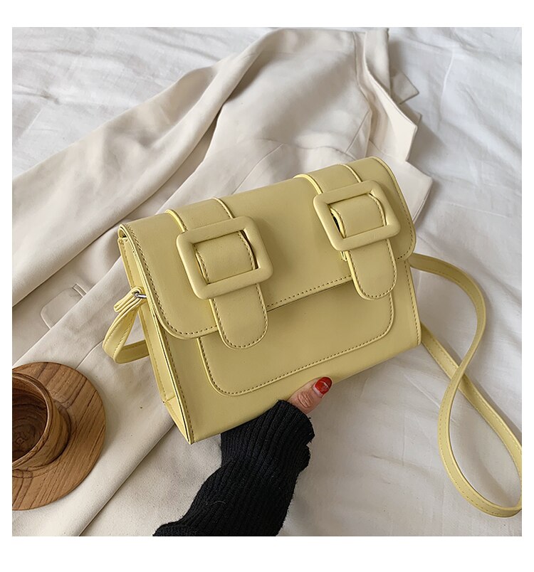 Kvinnelig firkantet crossbody bag leatherwomen håndveske reise skulder messenger bag: Gul