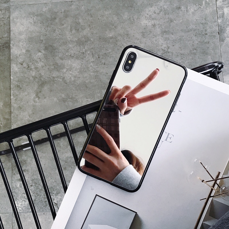 machen-hoch Spiegel praktisch hülle für iPhone 11 12 13 14 15 Profi Max 13Mini Stoßstangen schutz abdeckung für iPhone XS Max XR 7 8Plus Rücken tasche