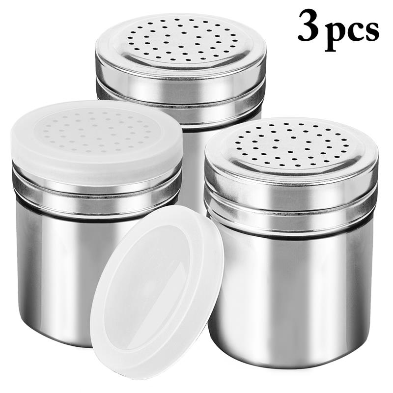 3Pcs Rvs Zout Peper Set Kruiderij Box Koken Kruiden Fles Barbecue Tool Keuken Harb En Spice Gereedschap