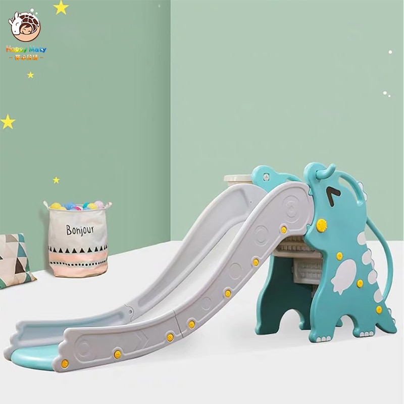 Baby Glijbaan Indoor Kleine Speeltuin Met Basketbal Doos Lange Verdikte Multifunctionele Leuke Draak Glijbaan Voor Kinderen N01