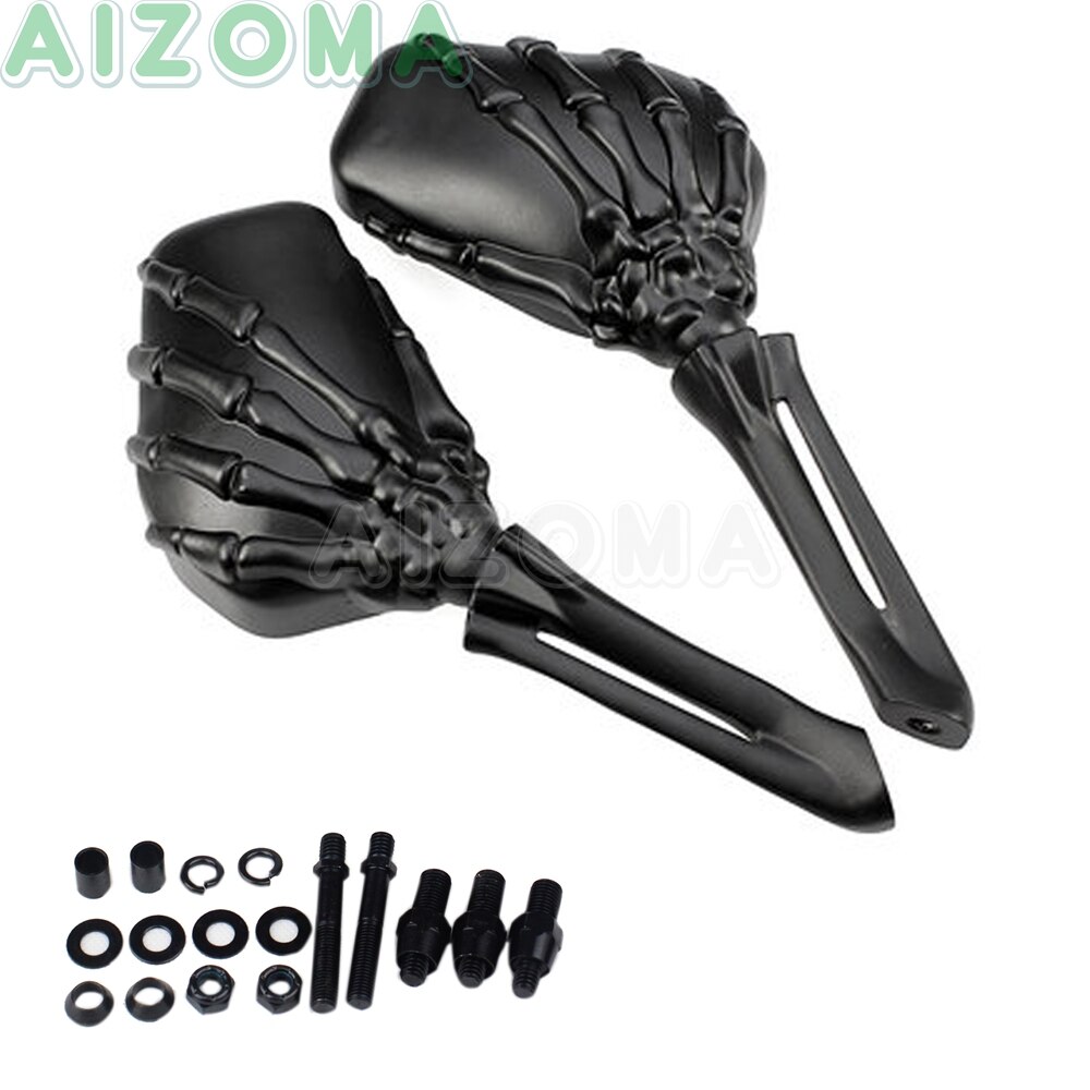 Chrome Motorcycle Rearview Mirror For Harley Sportster 883 Dyna Street Glide Custom Aluminum Skeleton Hand Claw Side Mirrors: Black