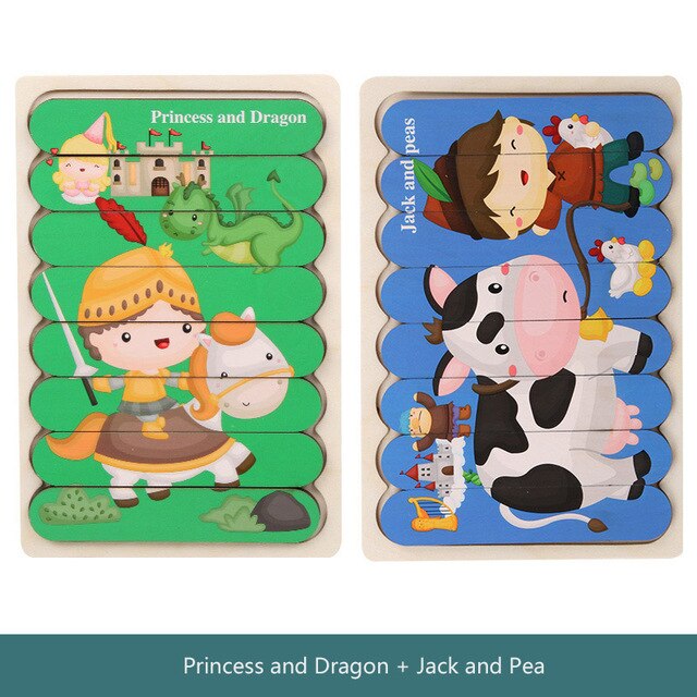 Vokmascot Montessori Holz Spielzeug 3D Jigsaw Bar Puzzles kinder Kreative Geschichte Stapeln Passenden Puzzle Frühen Pädagogisches Spielzeug: Mehrfarben