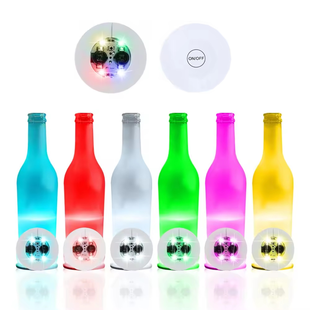 1-200Stck LED Untersetzer Lichter Bunte Leuchtende Wein Flasche Aufkleber Bar Hochzeit Party Beleuchtung Leuchtende Wein Flasche Aufkleber