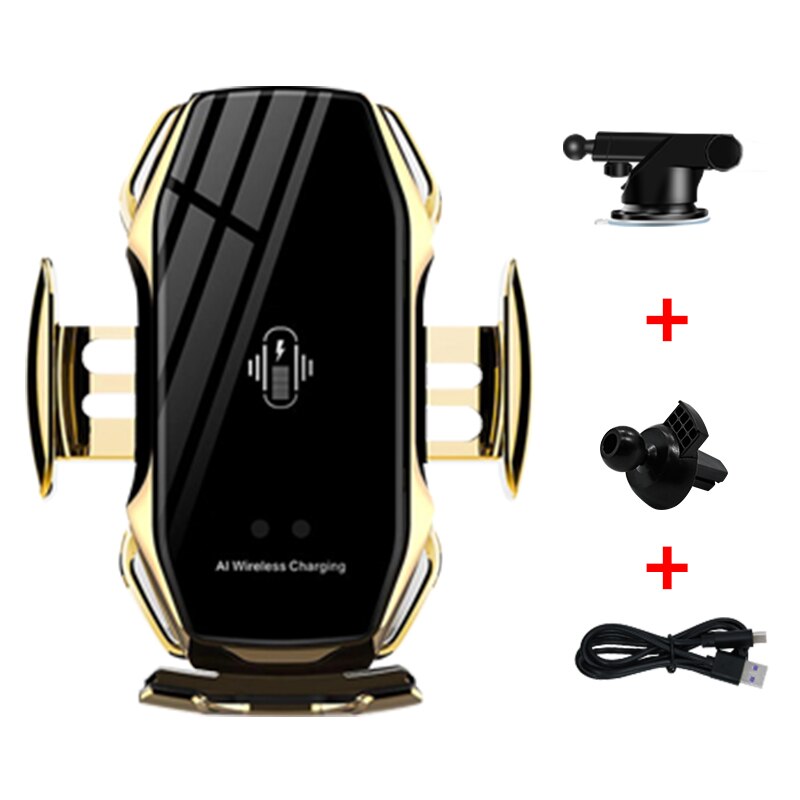 Drahtlose Auto Air Vent Ladegerät 10W foriPhone 8 Plus X Auto Spann Telefon Halter Multi Kompatibel forSamsung S9 S10 schnelle Lade: Gold with Sucker
