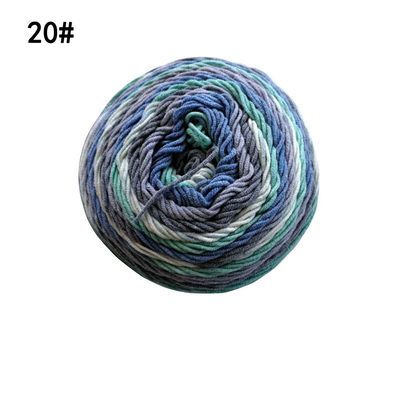 Qzlknit 250G/Bal Regenboog Katoenen Garen Segment Verven 5 Strengen Van Melk Katoenen Garen Diy Hand Gebreide Sjaal sofa Kussen Taart Garen: Number 20