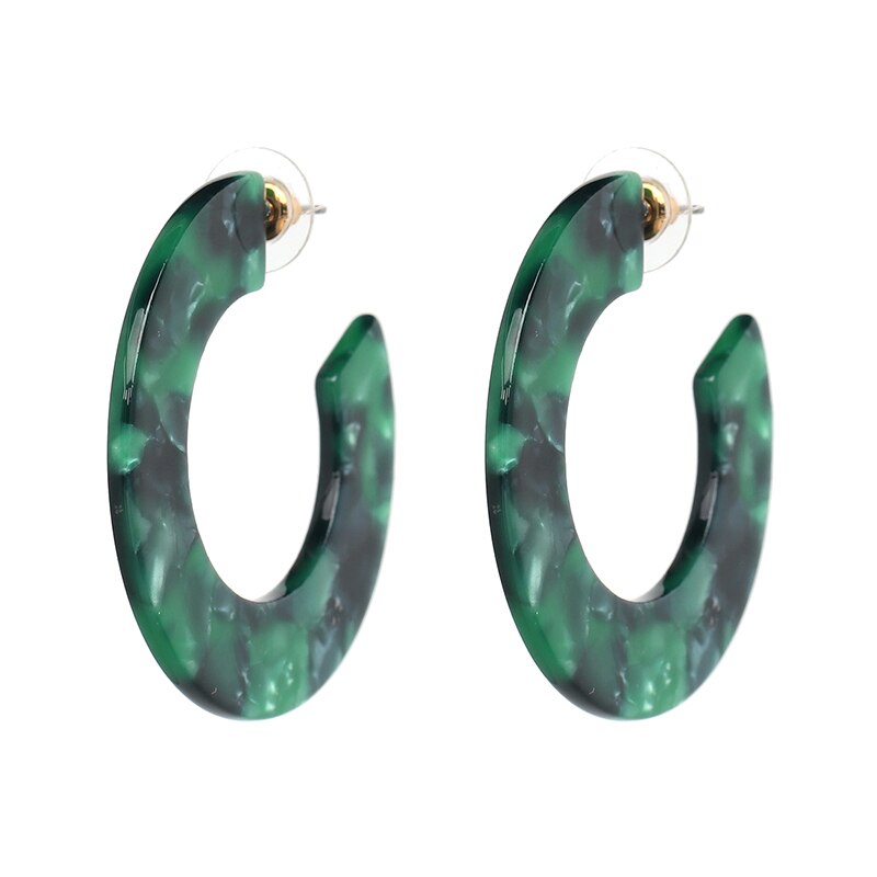 Acrylic Resin Green Leaves Dangle Earring For Women Tortoiseshell Geometry Acetate Party Dangle Earring Jewelry