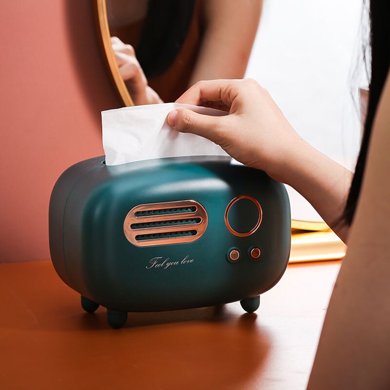 retro Radio Modell Gewebe Kasten Schreibtisch wc Papier Halfter Jahrgang Spender Speicher Serviette fallen Organizer Sekretariat Heimat Dekoration