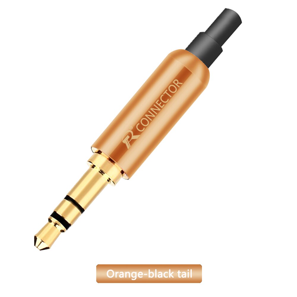 20 pièces 3.5mm Plug Audio Jack 3 pôles plaqué or écouteurs adaptateur pour bricolage casque stéréo écouteur ou utilisé pour réparation écouteur: Orange - Black Tail
