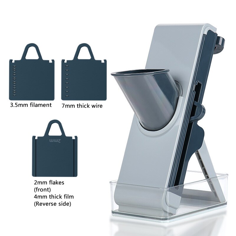 Multifunctional Mandolin Manual Cutter Chopping Safe Slice Vegetable Cutter Paper Shredder Meat Vegetable Slicer Kitchen Tool: Blue