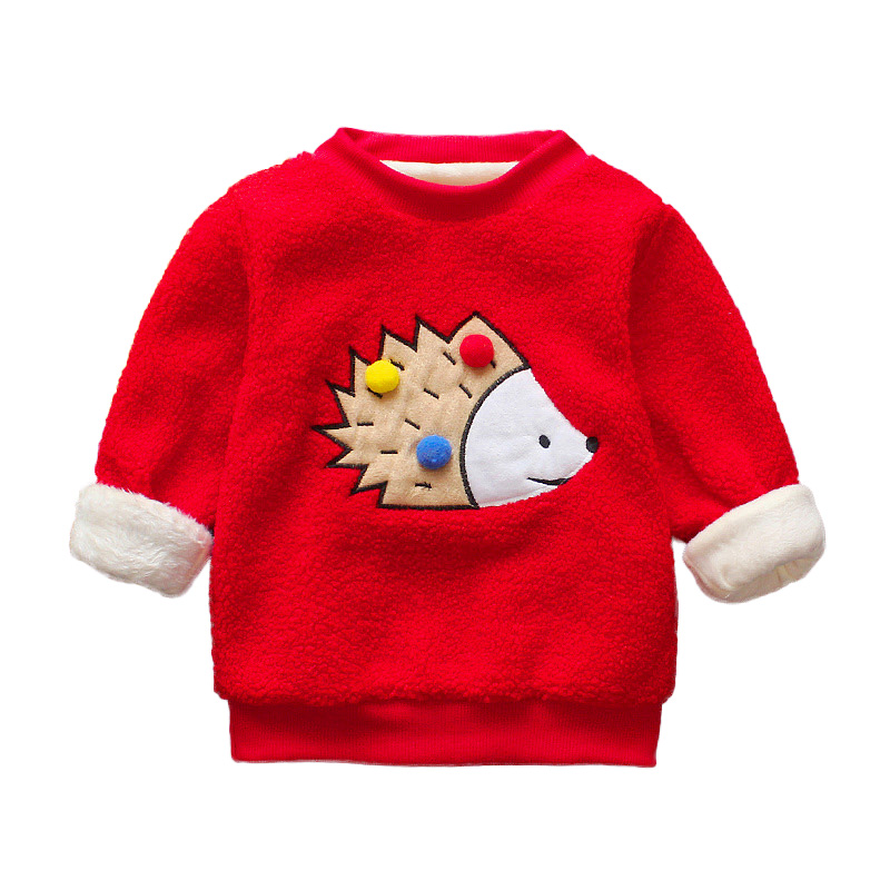 Varme sweatshirts til børn baby drenge piger børn vintertøj spædbørn tegneserie pullovere småbørn o-hals fløjl træningsdragter 0-2y