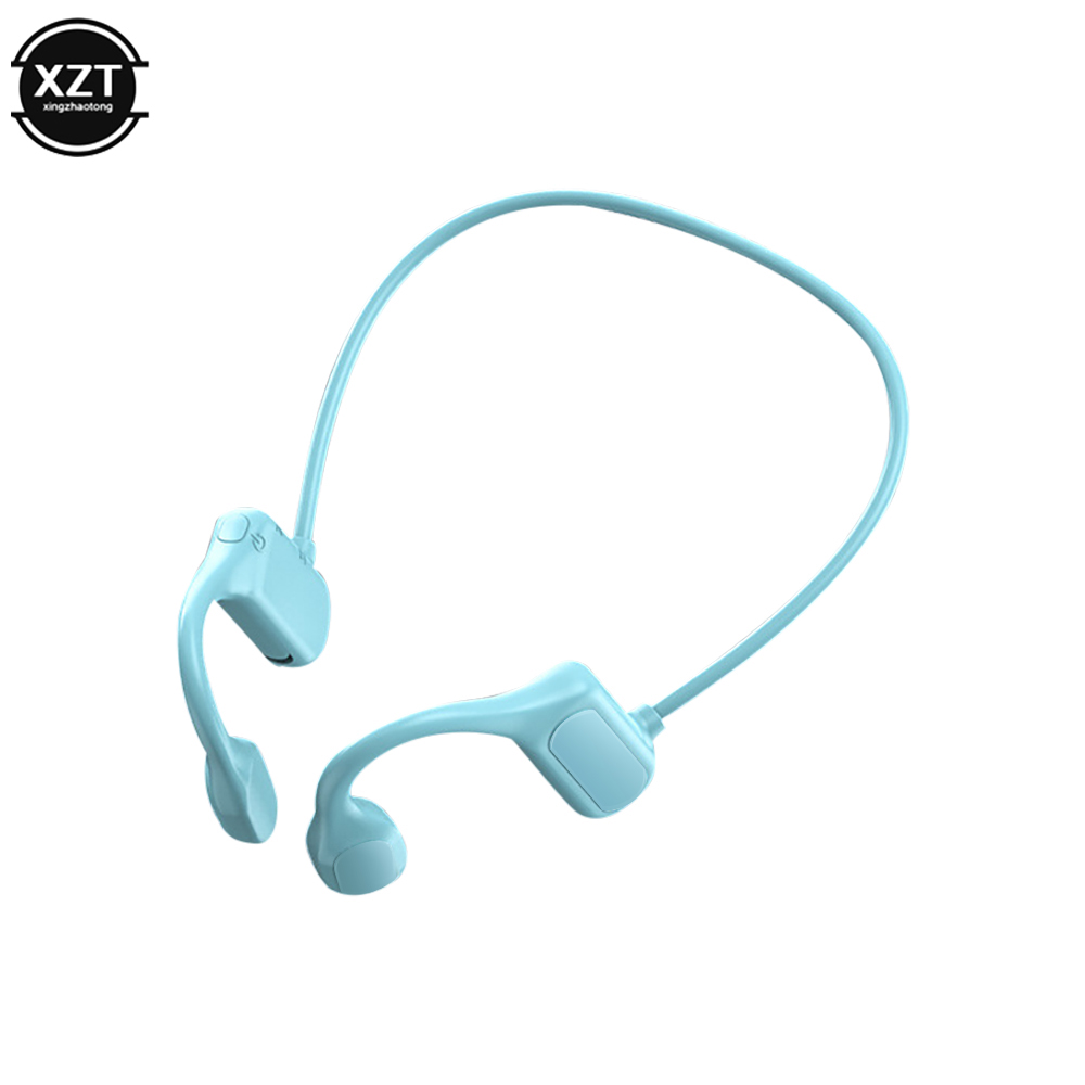 Waterproof BL09 Bluetooth 5.0 Wireless Headset Sports Stereo headphone Bone Conduction Audio Equipment Outdoor with Microphone: Blue