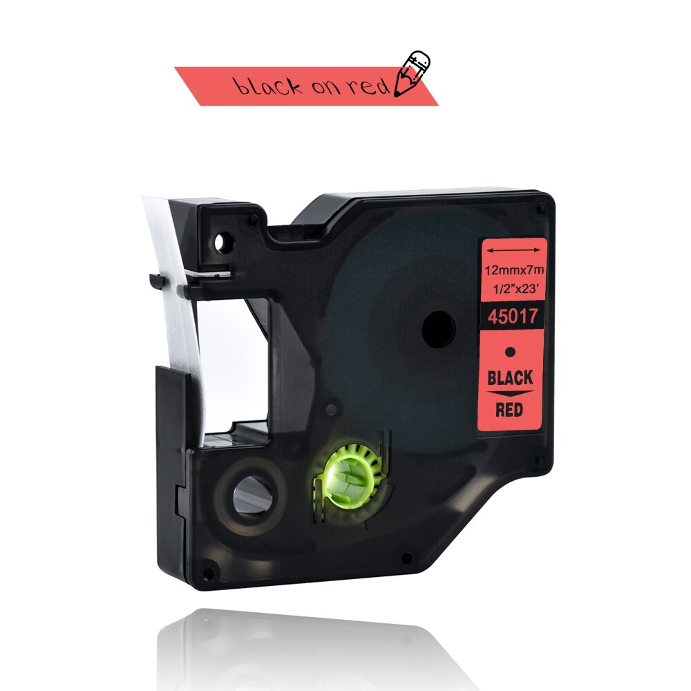 Yance 45013 40913 43613 45018 40918 45016 kompatybilny 12MM Dymo D1 taśma do Dymo drukarka do etykiet LM160 LM280 Dymo PNP drukarka etykiet: black on red