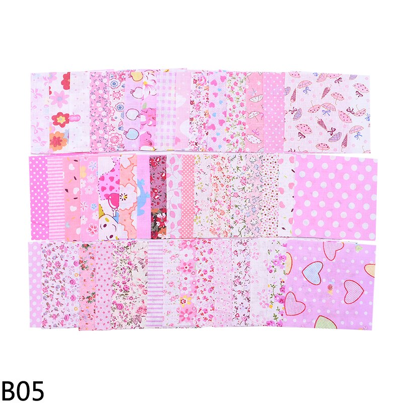 Tecidos quadrados de algodão 50 peças, 10*10cm mix tecido de patchwork costura acolchoado tecido para patchwork bordado diy feito à mão material: B05 pink