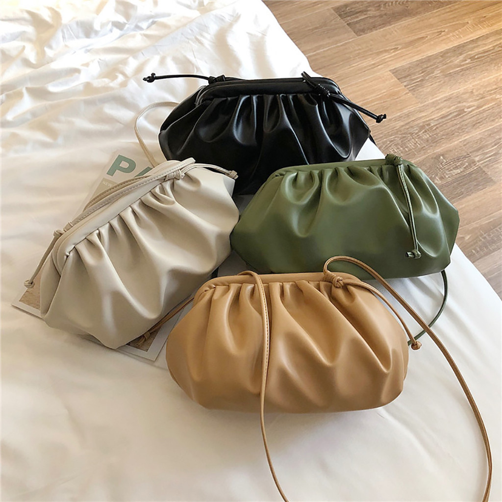 Vrouwen Eenvoudige Schoudertassen Effen Kleur Messenger Bag Wilde Mode Dames Cloud Dumplings Pakket Kleine Vierkante Tas Bolsa Feminina