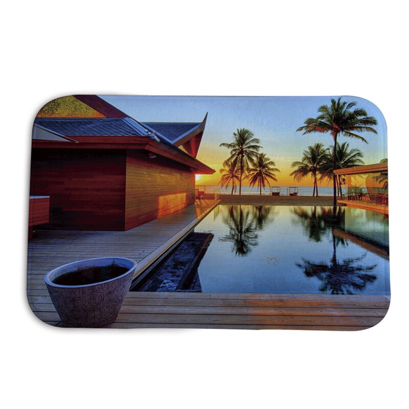 1pc Simple Home Decoration Carpet Printing Foyer Anti-skid Mat Vacuum Floor Mat Anti-skid Foot Mat: Style 3 dusk