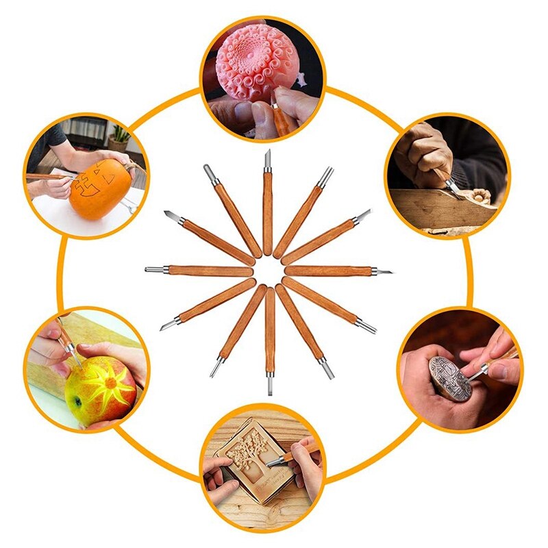 12 Piece Set SK2 Art Wood Carving Knife Rubber Stamp Carving Knife Set