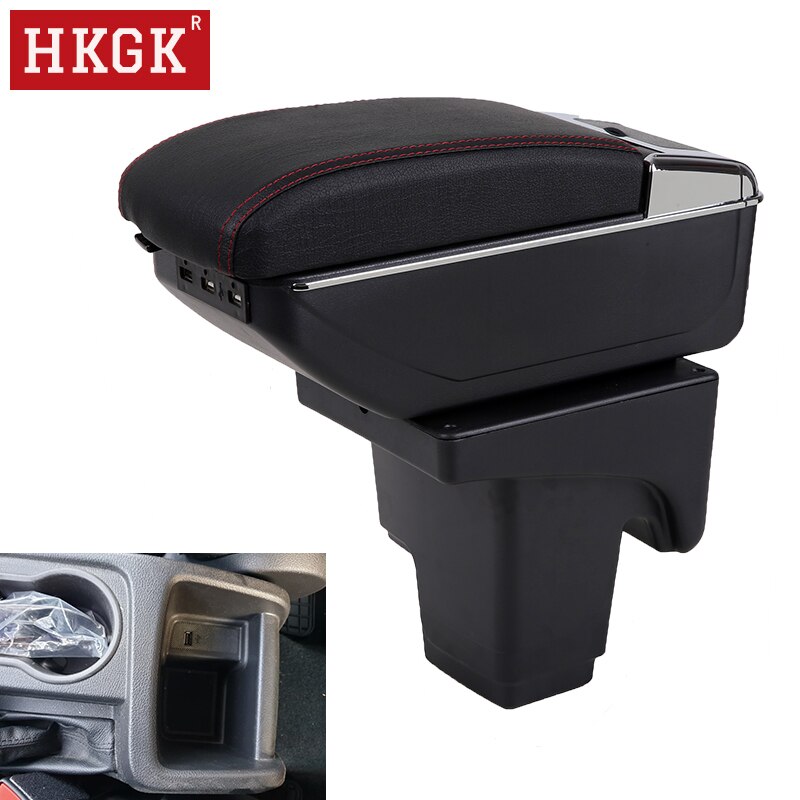 Soporte para reposabrazos Ford Focus, doble capa, retráctil, compartimento de almacenamiento para tienda central, soporte para vaso, Cenicero, interfaz USB, accesorios para coche