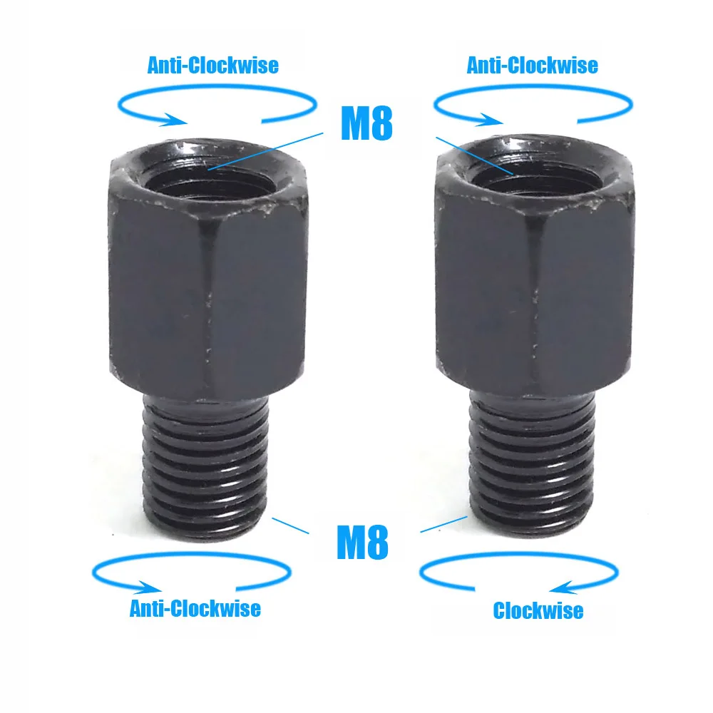 Coppia adattatori per specchietti moto neri M10 10MM M8 8MM Specchi retrovisori Conversione bullone in senso orario Anti-orologio Destra Sinistra filettatura: Avorio