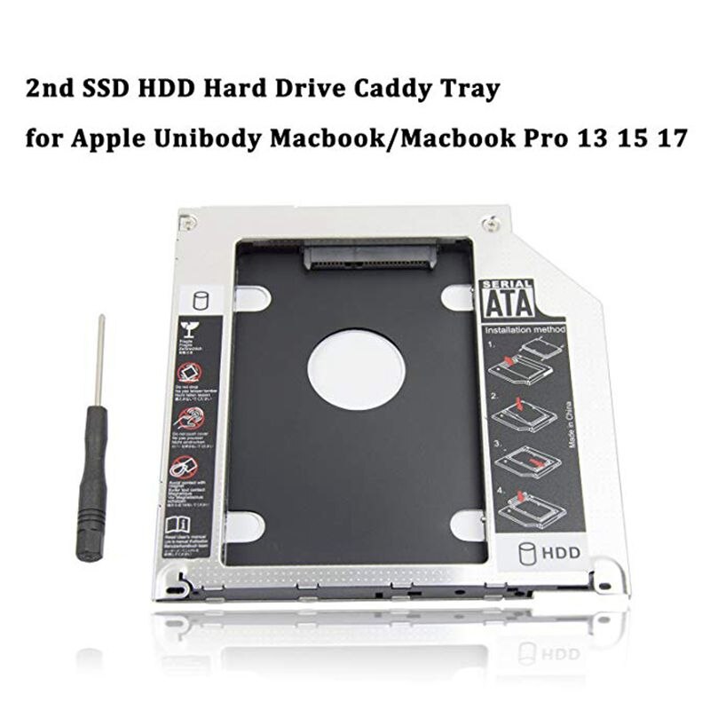 Hard Drive Caddy Tray 9.5mm Universal SATA 2nd HDD HD SSD Enclosure Hard Drive Caddy Case Tray, for 9.5mm Laptop CD / DVD-ROM Op