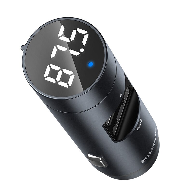 Baseus 3.1A Autolader Bluetooth 5.0 Adapter Fm-zender Draadloze Audio Ontvanger Mobiele Telefoon Oplader Voor Iphone Samsung: 15W gray