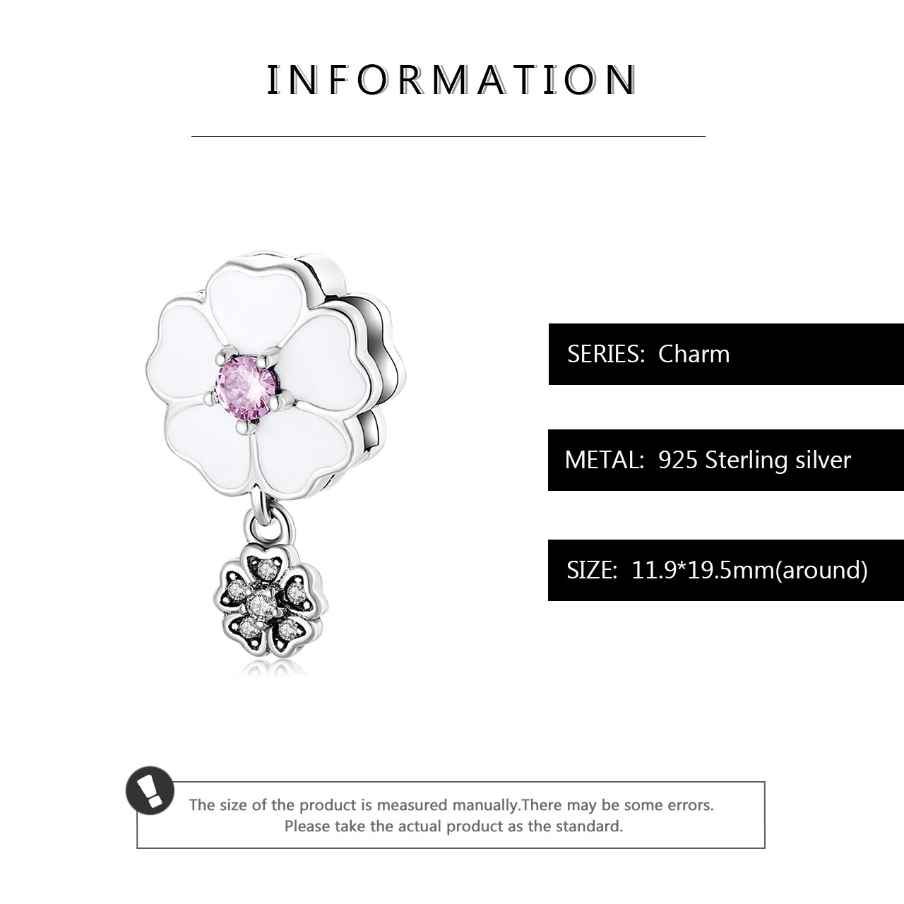 Fairy tale Beautiful White dahlia and pink Enamel 925 Sterling Silver Beads Clips Fit Original Reflection Bracelet Fine Jewelry