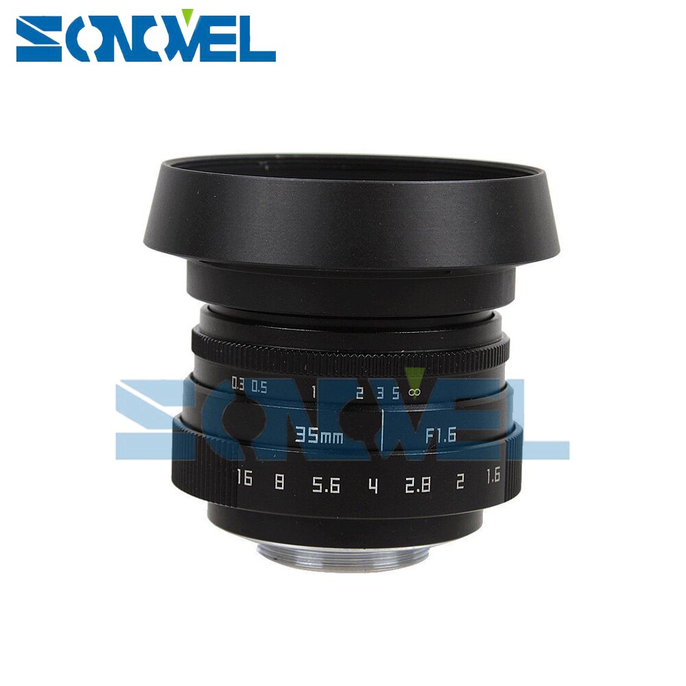 Fujian 35mm F1.6 CCTV Lens C Mount + Zonnekap + Macro ring Voor Canon EOS M M2 M3 M5 M6 M10 Mirrorless Camera