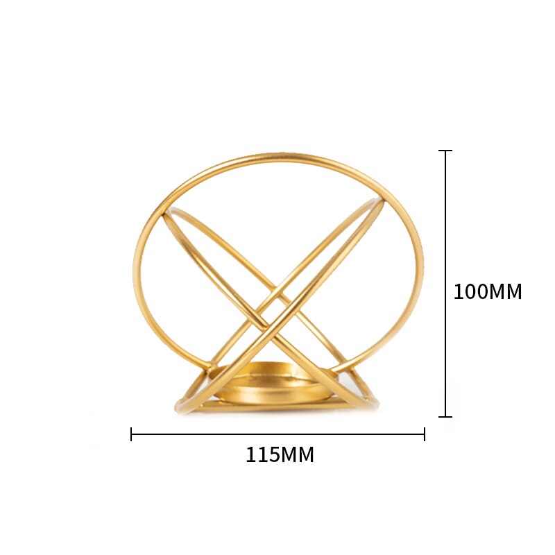 Candelabros geométricos de hierro forjado de estilo nórdico, portavelas de Artesanía de Metal para sala de estar, dormitorio, decoraciones de boda: Round CF201801
