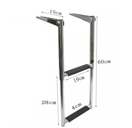 Marine 2 step Telescopic Boat Ladder Stainless Steel Boat Accessories Fit for marine Deck Outboard Swim platform: Default Title