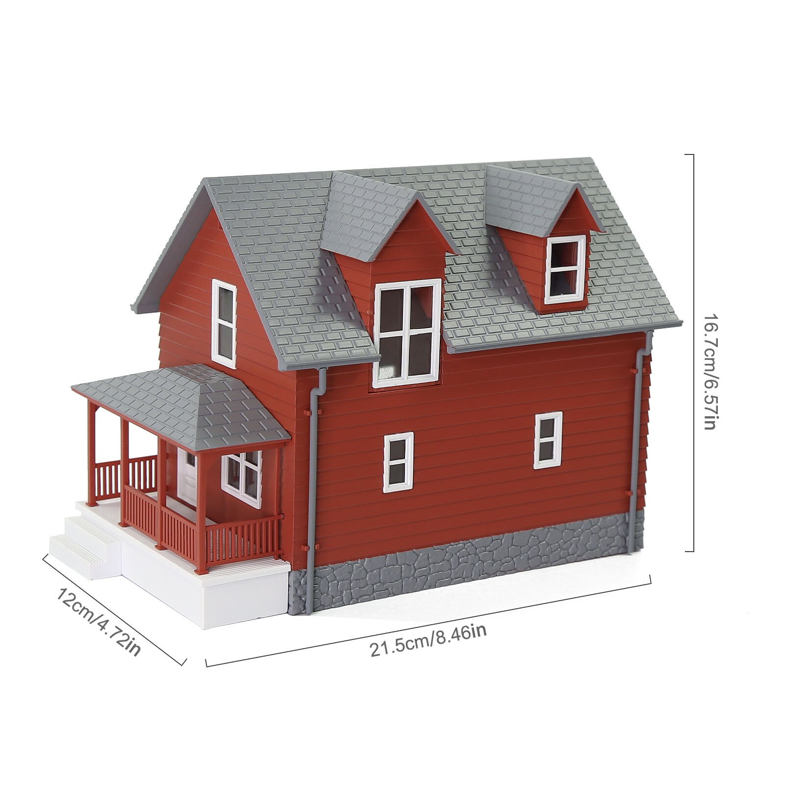 One Set O Scale 1:50 Model House Railway Layout Assembled Architectural Building JZO01: Red