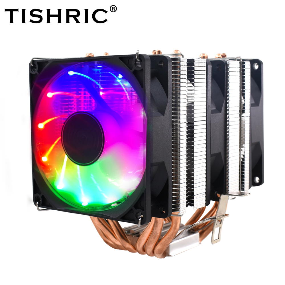 TISHRIC 6 Heat Pipes RGB 4 Pin PWM CPU Cooler Fan Radiator CPU Cooling Fan For AM3/15x/x99 Processor Cooler