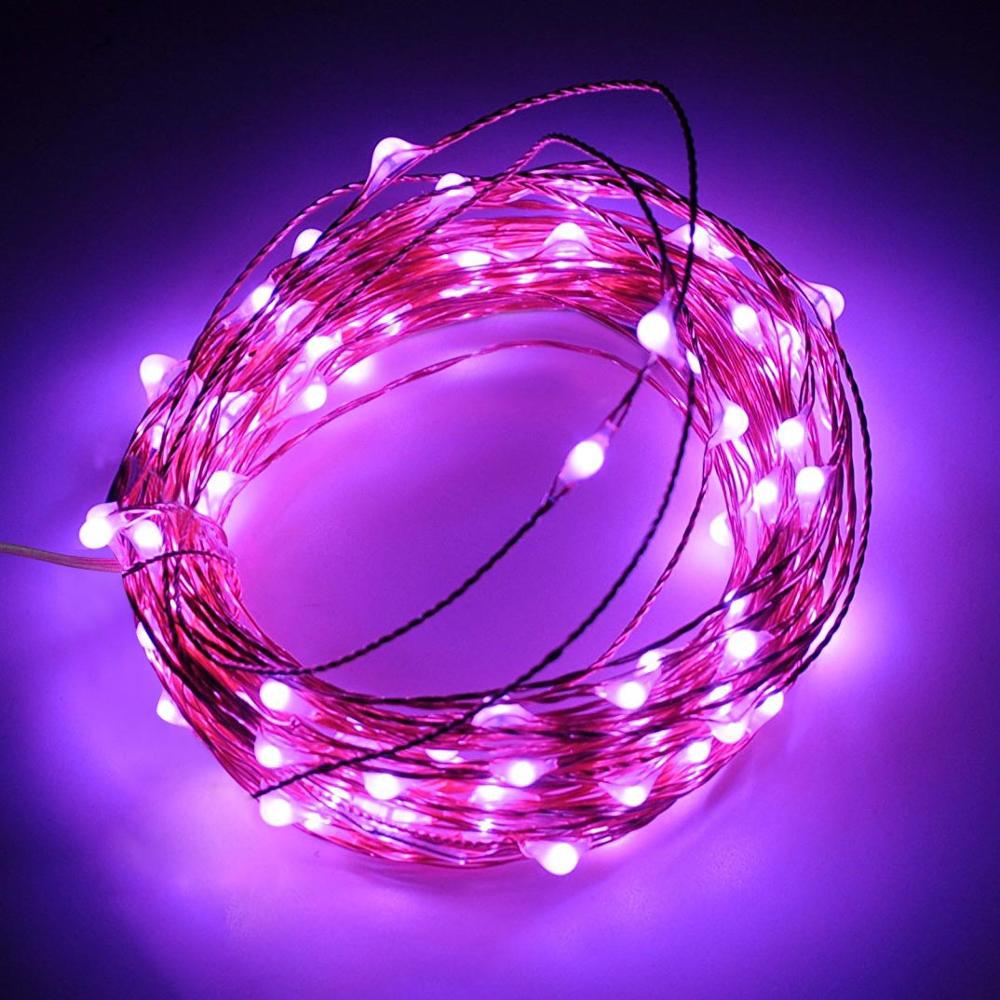 10m/20m utendørs belysning kobbertråd utenfor solenergi streng lys balkong vegglampe hage innredning fe streng lys: Lilla / Soldrevet / 20m