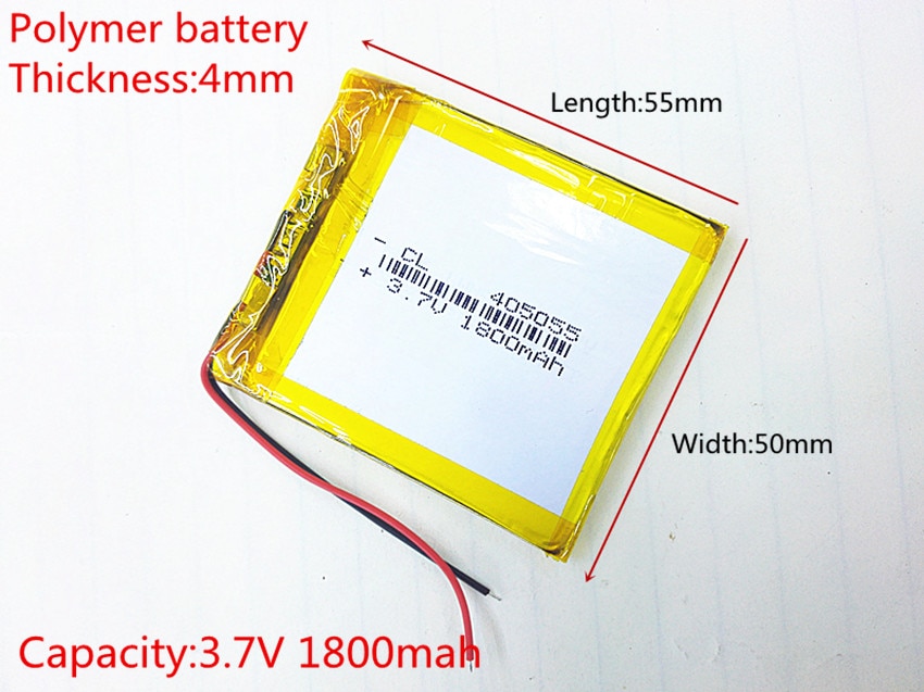 3.7V 1800mAh 405055 Lithium Polymer Li-Po li ion Rechargeable Battery cells For Mp3 MP4 MP5 GPS PSP mobile bluetooth