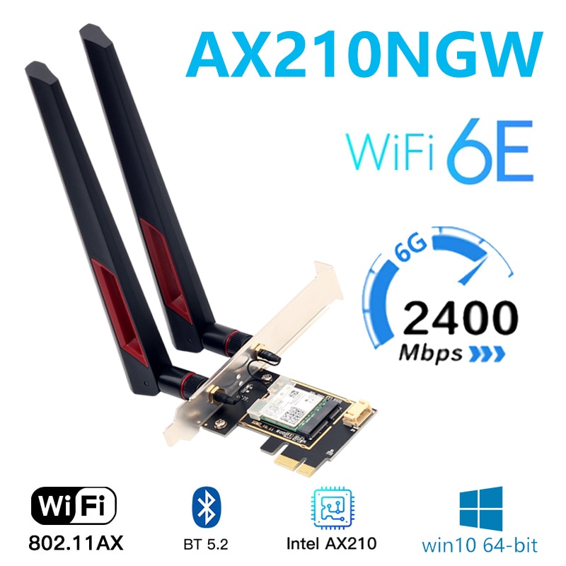 Tri Band Intel AX210 drahtlose AX210NGW 5374Mbps 802,11 AX drahtlose Wi-Fi 6 AX200 ist geeignet für Intel 8265NGW / 9260ACM. 2 NGFF: AX210 10DB