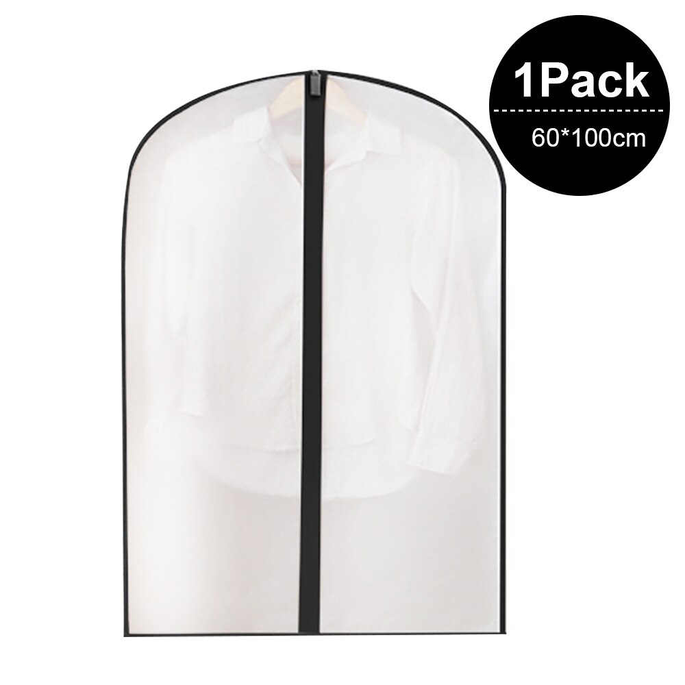 WaterProof Dust-proof Garment Protection Clothes Dress Suit Coat Dust Cover Storage Bag Case Organizer Wardrobe Hanging Clothing: 60x100 cm Black