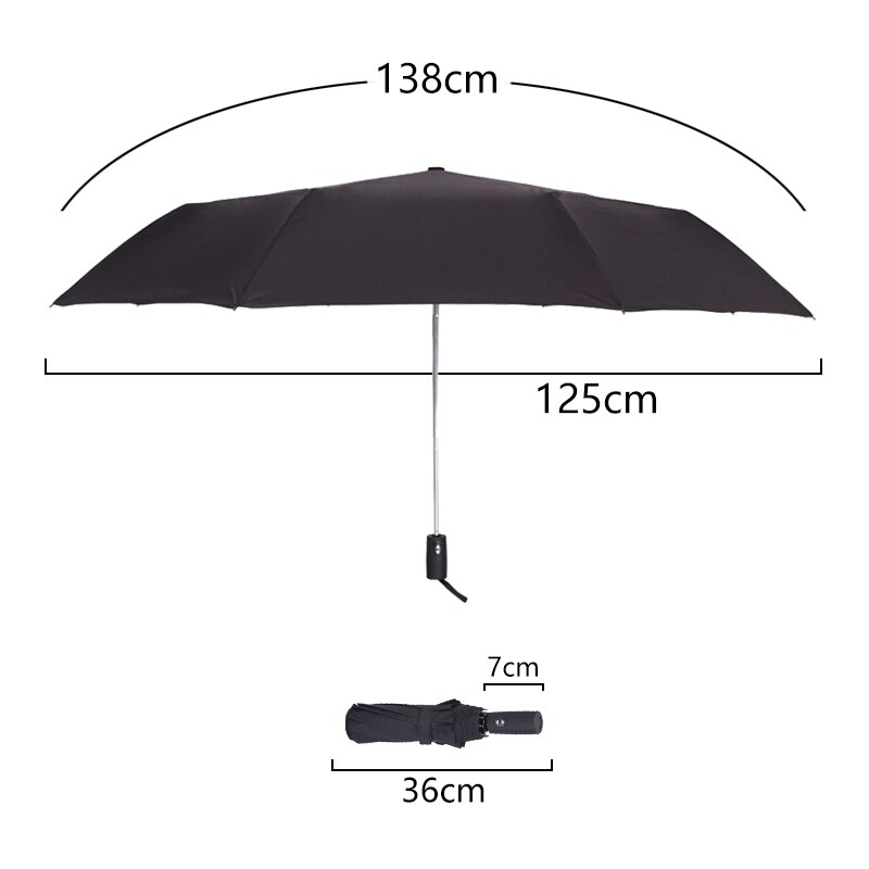 Paraguas grande automático familiar de 125cm, paraguas plegable para lluvia para mujer, 3 paraguas de negocios para hombre de , paraguas grande a prueba de viento de 10K,