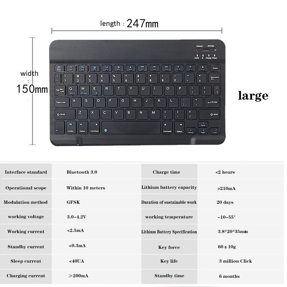 Tablet Case for Sumsung Galaxy Tab A 10.1 Inch/Tab S6 Lite 10.4 Inch 360 Rotation Cover Case + Portable Bluetooth Keyboard + Pen