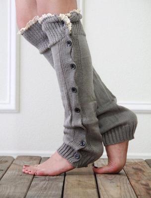 Dentelle bouton bas jambe plus Ballet danse échauffement tricoté butin guêtres bottes manchettes Stockin chaussettes bottes couvre jambe Protection orthèse