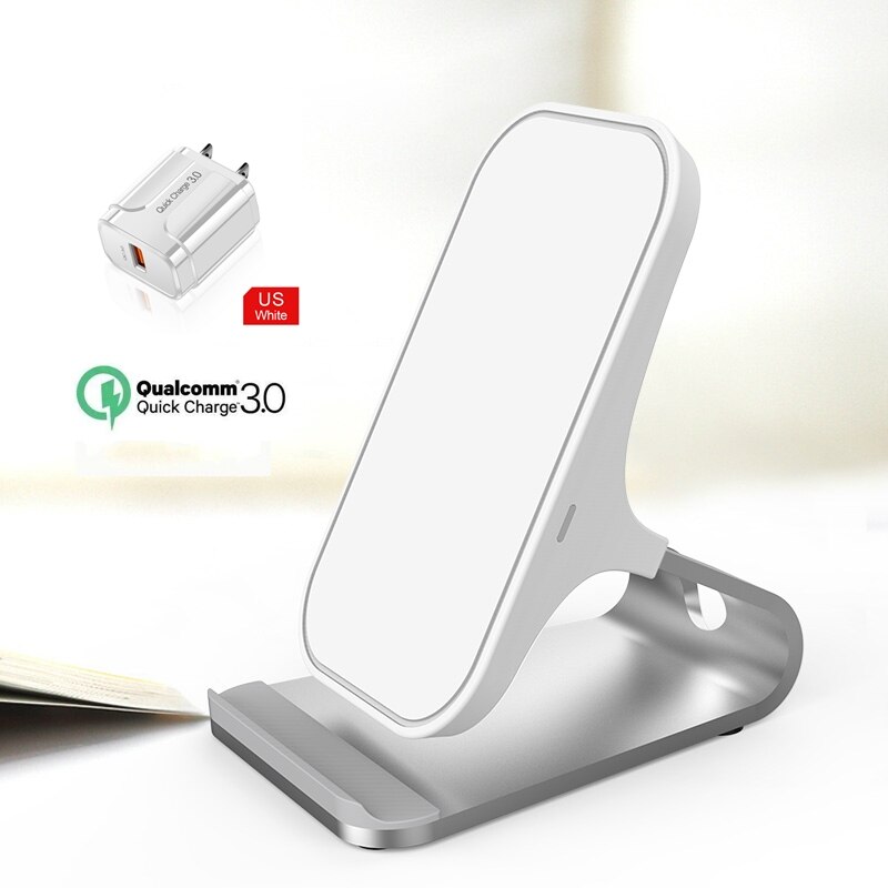 Draadloze Oplader Stand 15W Fast Charging Stand 2-Coils Voor Iphone 12 Pro/12 Pro Max/11 Pro Samsung Galaxy S21/S20 Note 20 Ultra: White US plug