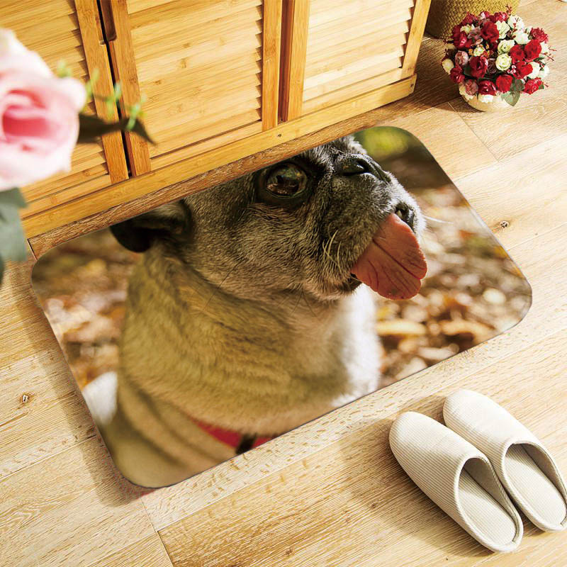 Adorkable Pug dogs printed doormat Entrance floor mats soft door mat antislip 40x60cm Bathroom Mats, Canis lupus familiaris QX: 7