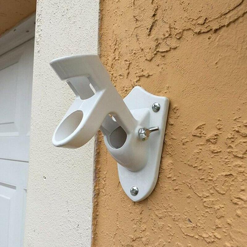 1set Wall Mount 2 Angle Flag Pole Holder Mounting Flagpole White Flag Bracket Windsock Base Alloy Multipurpose Aluminium T3C1