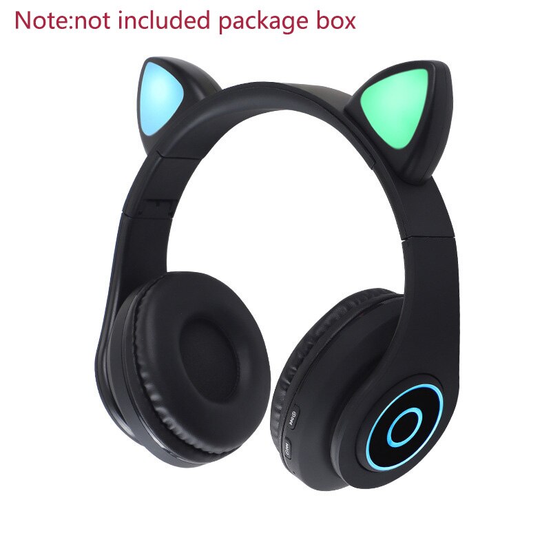 Auriculares inalámbricos Bluetooth de estilo lindo con orejas de gato, auriculares para juegos, para chicas, coloridos auriculares BT 5,0, Auriculares Bluetooth de belleza: only headset black