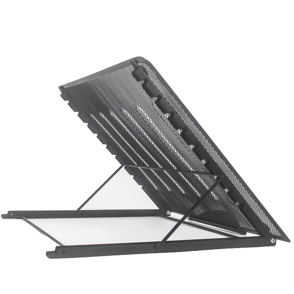 XRHYY Black Large Mesh Laptop Ventilated Holder Desk Stand-Height Adjustable Laptop Riser Metal Stand For MacBook iPad Tablets