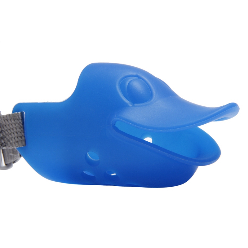 Pet Dog Mask Cute Durable Duck-mouth Shape Mask Muzzle Mouth Cover Silicone Muzzle Bark Anti-bite Masks For Dog: Blue / L