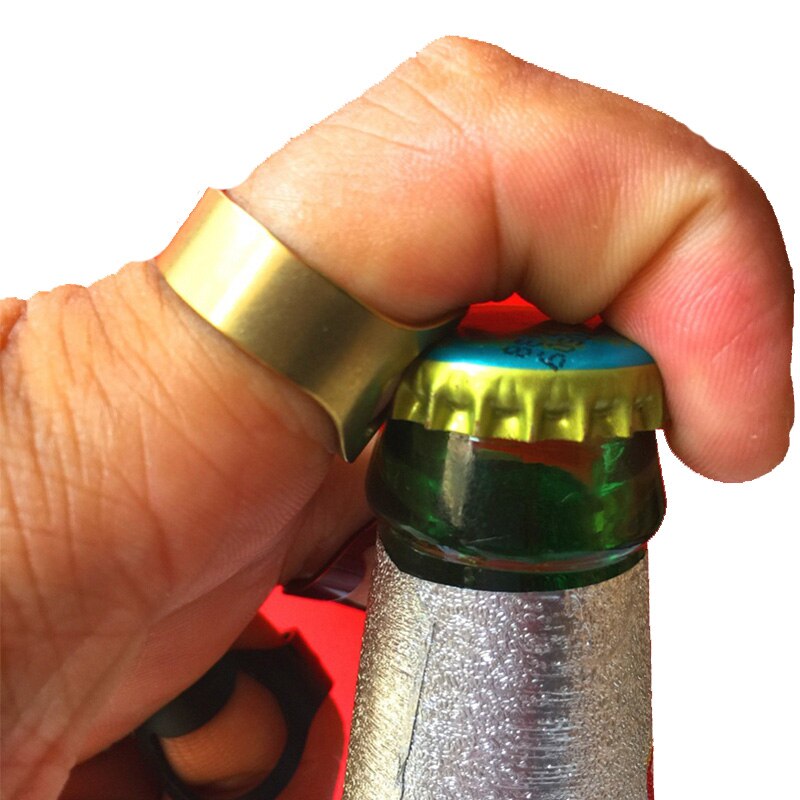Abridor de cerveza, con anillo abridor de botellas, abridor de botellas, Herramientas Abiertas Bier, anillo de dedo de mano fácil, abierto para Bar, uso exterior para el hogar,