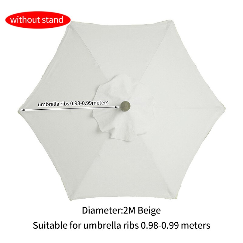 Polyesteri vaihtopäällinen päivänvarjokatoksen aurinkovarjo viileänä patio kotitalouksien sateenvarjo sateenkestävä kangas: 2m beigeä 6- luuta