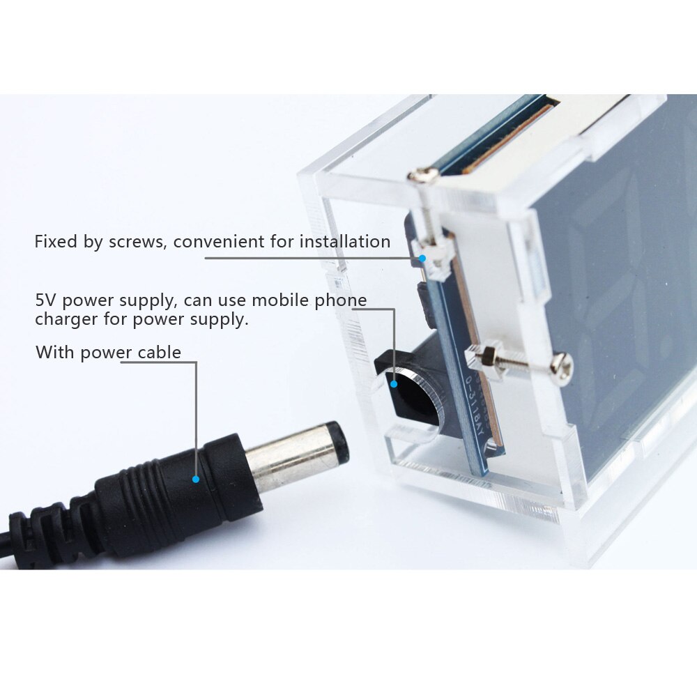 Kit de reloj Digital LED compacto para interiores y exteriores, pantalla de hora con Control de luz de 4 dígitos y fecha de temperatura con funda transparente