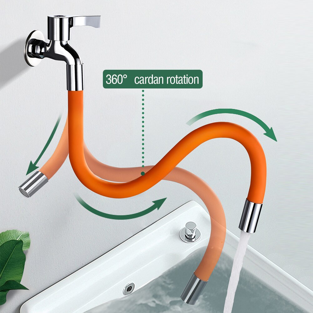 Faucet Extension Extender Bathroom Kitchen 360° Rotation Adjust Free Bending Splash-proof Universal Extension Tube Wash Basin