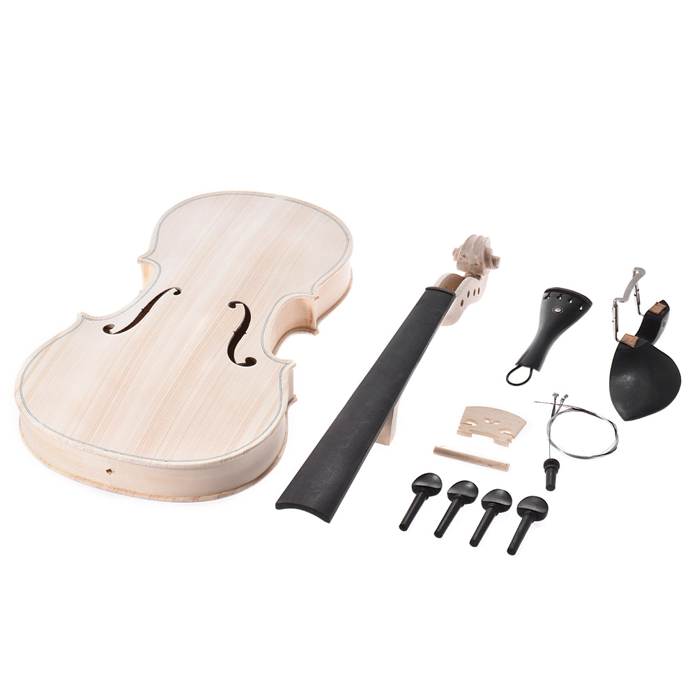 Diy 4/4 fuld størrelse violin kit akustisk violin med massivt træ natur med eq gran top ahorn ryg hals gribebræt tailpiece: Stil 3
